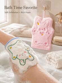 1 chiếc găng tay tắm tẩy tế bào chết hình thỏ dễ thương, mềm, tái sử dụng được, nhanh khô, tạo bọt, dùng chà xát làm sạch da nhẹ nhàng, cho SPA và tắm hằng ngày, 2 màu - Nhiều màu - Xem 2