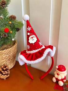 Pointed Christmas Hat Headband, Santa Claus Sticker And White Snowflake Holiday Photo Props, Perfect For Christmas - Multicolor - View 5