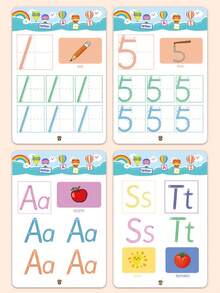 31-Page English Version Pen Control Practice Book - Tracing, Numbers, English Letters, Line Drawing & Fine Motor Skills Practice, Erasable Activity Book, Reusable. Suitable For Back To School, Holiday Gifts, School Supplies And Learning Stationery. - A - View 7