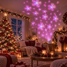 1PC Cherry Blossom Projector Light Set (Projector Lamp And Base And USB Cord), 360° Adjustable. It Projects Vivid Moving Romantic Spring Cherry Blossom Patterns. Ideal For Bedrooms, Parties, Christmas, Halloween, And Birthday Gifts - White - View 3