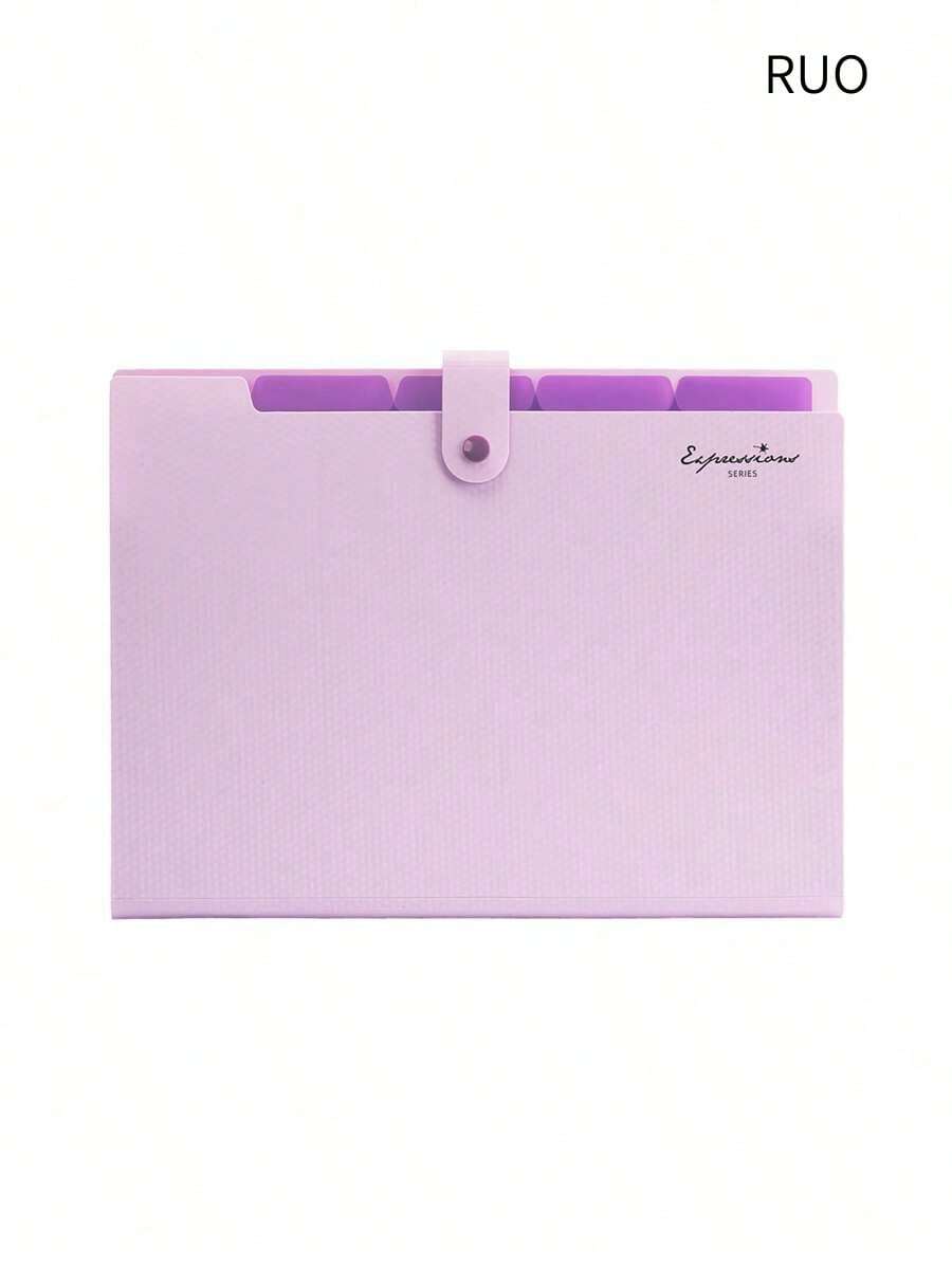 1 pieza Carpeta acordeón multinivel simple con gráfico de letra, para archivo y almacenamiento escolar y de oficina, útiles escolares - Blanco - Ver 1