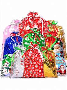 Large Christmas Drawstring Bags (Many Sizes), Suitable For Christmas Gift Packaging, Christmas Home Decor, Christmas Gifts And Christmas Party Supplies(10/5/1pc) - Multicolor - View 1