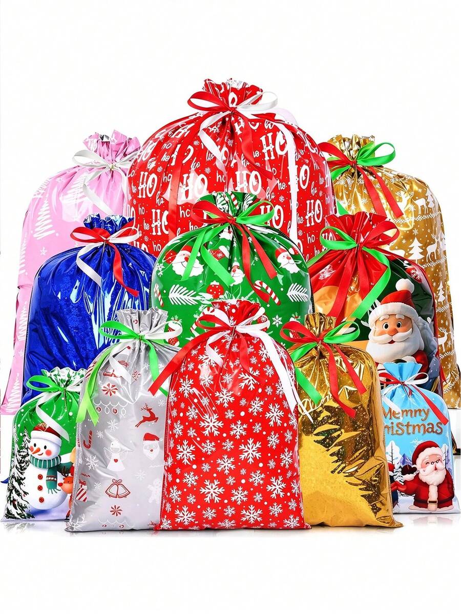 Large Christmas Drawstring Bags (Many Sizes), Suitable For Christmas Gift Packaging, Christmas Home Decor, Christmas Gifts And Christmas Party Supplies(10/5/1pc) - Multicolor - View 1
