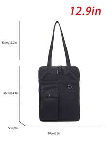 Túi đeo vai laptop nylon nhiều ngăn, túi đựng máy tính bảng 12.9 inch, túi trước thiết kế nút bấm và khoen D, ngăn trong dung tích lớn đựng laptop và sách, ngăn chứa đồ, màu trơn tối giản, phong cách thường ngày đa năng, phù hợp cho học sinh, người đi làm, nhân viên văn phòng, sử dụng hàng ngày, túi đeo vai nữ dung tích lớn - Nhiều màu - Xem 6