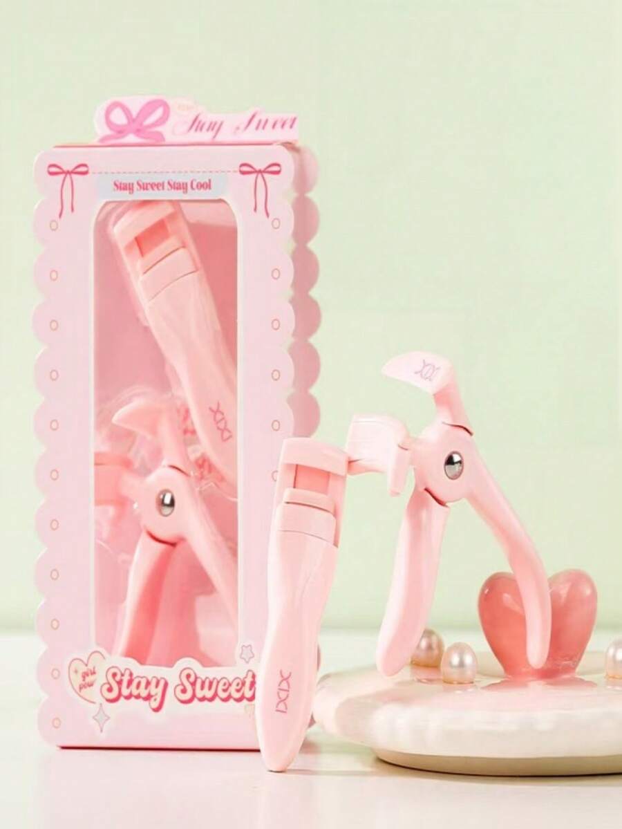 1pc Frameless Wide-Angle Eyelash Curler, Easily Create Defined Natural Curly Lashes, Simple Operation For Beginners, One-Clip Curl, Long-Lasting Hold, Gentle On Lashes Without Damage, Daily Makeup Essential, Cheap Cost-Effective Beauty Product - Pink - View 1