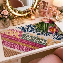 1pc Hawaiian Tropical Fabric Mouse Pad, Colorful Woven Stripes, Palm Leaves And Plumeria Flower Pattern Extended Desk Mat For Home Office And Gaming, Sizes S/M/L/XL - View 4