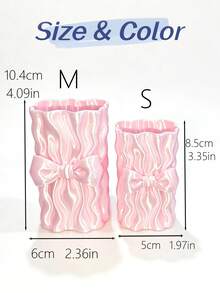 3D Printed Wavy Bow Makeup Brush Holder, Realistic Satin Gloss Texture, Pink And White Dual Color Options, Can Store Makeup Brushes And Pens, Suitable For Vanity And Desk, Girly Style Highly Attractive Desktop Decoration Storage Ornament - Multicolor - View 11