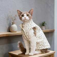 Pakaian Kucing Jerman Musim Gugur/Dingin Rompi Jaket Korduroi untuk Kucing Tanpa Bulu, Kucing Abyssinian, Kucing Siam, Nyaman dan Hangat - Putih - View 3