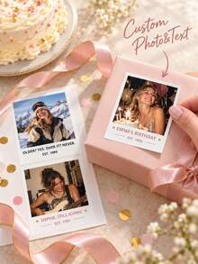 5/9/20PCS Custom Photo & Text Stickers, Personalized Picture Stickers, Birthday Gift Favor Stickers, Custom Photo Keepsake Stickers For Gift Box Decor - Multicolor - View 1