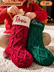Vow&Vine 2026 Embroidered Christmas Socks, Knitted Family Christmas Socks, Personalized Name Christmas Socks, Holiday Gift - Multi-color 2 - View 4