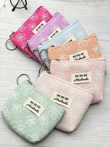 Fashionable Mini Kids Clover Coin Purse With Keychain - Casual Style, Perfect For Storing IDs, Keys, Data Cables, Coins And Rings - Easy To Clean, Washable - Multiple Colors Available. Perfect Gift For Kids, Great Value - Multicolor - View 2