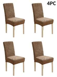 1pc Leaf Pattern Jacquard Chair Cover, High Elasticity, All Season, Suitable For Home And Hotel Use - Coffee Brown - View 12