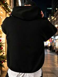 1 pieza sudadera con capucha para hombre, manga larga con estampado de galleta de jengibre, moda casual térmica, ideal para fiestas de Navidad en invierno - Negro - Ver 3