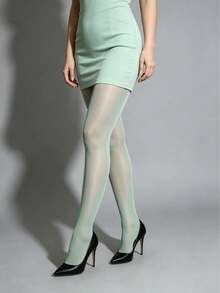 1 Pair Women's Shiny Tights, Rare Mint Green, Fashion Style, Perfect Match For Modern Fashion Style - Mint Green - View 5