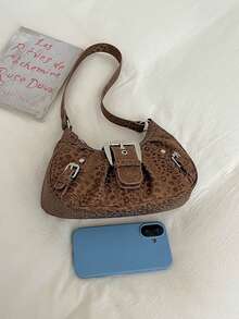 Premium Quality Fashionable Versatile Portable Shoulder Crossbody Bag Suitable For Daily Wear, Shopping, Dating, Vintage Leopard Print Handbag Box Style Women's Bag - Multicolor - View 3