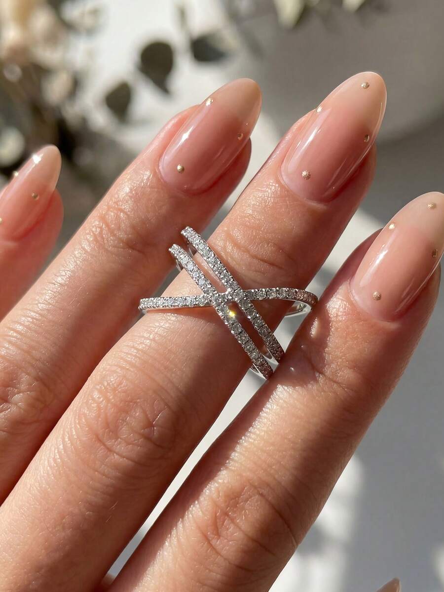 1pc Fashion Cross Line Ring, Geometric Intertwined Design, Modern Style, Versatile For Various Outfits