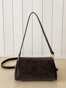 Retro Matte Flip-Top Bag For Women, Thin Shoulder Strap, Simple Texture, Underarm Bag, Versatile Daily Use, Single-Strap Crossbody Bag. - Coffee - View 5