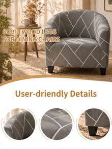 1Pc Grey Geometric Line Tub Chair Cover, Modern Abstract Striped Stretch Armchair Slipcover, Washable Elastic Furniture Cover, Minimalist Living Room Home Decoration - Multicolor - View 6