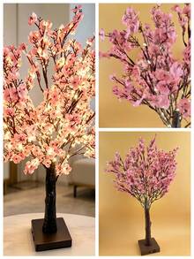 1PC 55CM LED Artificial Starry Tree Light, Pink Champagne Color, Super Bright Warm Light, 3 AA Batteries + USB Dual Power Supply, Desktop Floral Atmosphere Decorative Light - Warm white light - View 7
