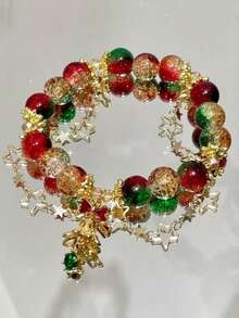 European And American Fashion Tassel Star Christmas Bell Beaded Bracelet, Suitable For Holiday Party Gifts - Multicolor - View 1