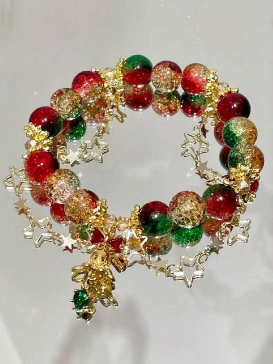 European And American Fashion Tassel Star Christmas Bell Beaded Bracelet, Suitable For Holiday Party Gifts - Multicolor - View 1