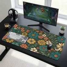 Green Floral Extra Long Mouse Pad, Gaming Office Home Art Design, Gift For Friends And Family, Rubber Base, PC Laptop Study Desk Mat, Multiple Sizes, Computer Keyboard Pad, Non-Slip And Smooth - View 9