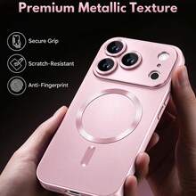 磨砂金屬磁吸手機殼，適用於 iPhone 18 Pro Max 18 Pro，軍規級防摔防震保護殼，附相機鏡頭保護蓋，超薄防震手機殼，適用於 iPhone 17 Pro Max 16 Pro Max 16e 17e 15 14 Plus 13 12 11 - 粉色 - 查看 3