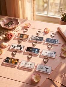 1Pc/9Pcs Bangtang K-Pop Album Song Themed Rectangular Acrylic Keychains, Featuring "Body To Body", "Alien", "2.0", "NO.29.", "SWIM", "Merry Go Round", "NORMAL" And "Like Animals" Designs, Fashionable Bag Charms - Multicolor - View 1