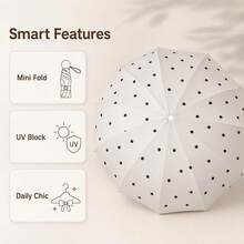 Fashion Capsule Polka Dot Compact Portable Black Vinyl UV Protection Sun And Rain Umbrella For Women - Polka Dot Capsules - View 8