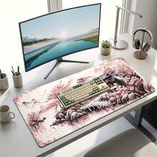 Alfombrilla de ratón extra larga con paisaje rosa, diseño artístico para juegos, oficina y hogar, adecuada como regalo para amigos y familiares, base de goma, tapete de escritorio para PC, portátil y estudio, múltiples tamaños, alfombrilla para teclado de computadora, antideslizante, duradera y suave - Ver 9