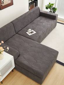 1 buah Sarung Sofa Fleece Elastis Motif Daun Cokelat, Gaya Modern Nordik, Serat Poliester, Anti Debu, Anti Selip, Tebal, Pelindung Sofa, Cocok untuk Sofa 1/2/3/4 Dudukan, Dekorasi Sofa Sepanjang Musim - Dark Grey - View 7