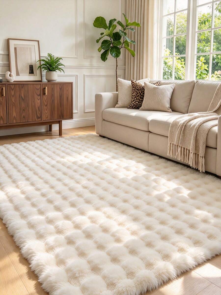 Karpet Lembut dan Berbulu, Cocok untuk Kamar Tidur, Ruang Tamu, Ruang Belajar, Kantor, Karpet Kamar Tidur Mewah, Dapat Dicuci dan Anti Selip, Karpet Lucu, Karpet Bulu Imitasi, Karpet Ruang Tamu, Karpet Kamar Tidur, Karpet Samping Tempat Tidur, Karpet Berbulu Panjang, Karpet Dekoratif, Dekorasi Kamar Tidur, Dekorasi Rumah, Dekorasi Ruangan - Putih Krem - View 1