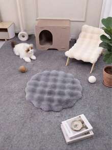 1pc Grey Thickened Pet Sleeping Mat, Winter Pet Blanket, Dog Mat, Cat Mat, Cat Sleeping Mat, Pet Floor Mat, Small Dog Round Dog Mat, Cat Sleeping Mat - Grey - View 3