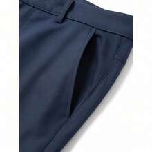 Summer Lightweight Cargo Pants, Men's Solid Color Commuter Casual Straight Leg Long Pants, Belt Not Included - Dark Grey - View 3