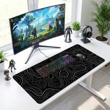 Black & White Line Pattern Extra Large Mouse Pad, Gaming Desk Mat, Large Keyboard Pad, Washable, Rubber Non-Slip Bottom, Gift Mouse Pad, Desktop Protector, Study Desk Mat, Multiple Sizes Available, Computer Keyboard Pad, Laptop Pad - View 16
