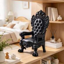 1pc Gothic Style Mini Throne Ornament, Vintage Carved Black Throne, Miniature Realistic Chair, DIY Scene Accessory, Creative Desktop Decor Craft, 8.7*6.4cm - A - View 8