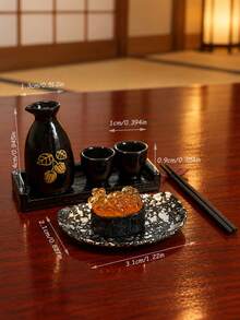 Miniature Japanese Sushi And Cup Model Set, Plates And Chopsticks, Dollhouse Restaurant Scene Decor - one-size - View 2