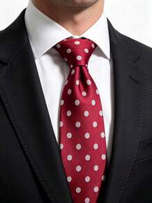 1pc Fashionable High-End Large Polka Dot Tie Suitable For Business Casual, Holiday, Travel And Party - Red Polka Dot - View 1