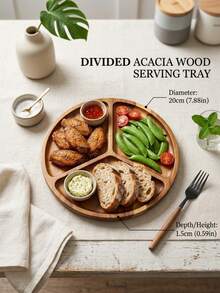 1pc Creative Acacia Wood Multi-Compartment Solid Wood Serving Tray, With Dip Sauce Compartment, Sushi Bread Snack Dessert Platter, For Family Gathering Outdoor Camping Picnic, Wedding Party Display, Autumn Harvest Festival Valentine's Day Halloween Christmas Gift, Back To School Home Kitchen Storage Accessory - View 15