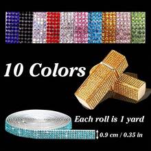 10 Rolls Self-Adhesive Rhinestone Ribbon Stickers, 2mm Crystal Diamond Decorative Tape, 1 Yard Per Roll, Shiny, Craft Material, Suitable For Wedding, Party, Car, Phone Decoration - Dual Axis - View 11
