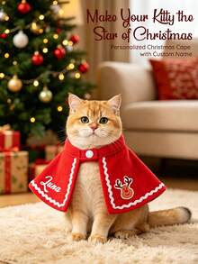 CustomName Christmas Pet Shawl Scarf Cape Cloak RolePlaying Cat Dog Xmas Party Gift Hat Outfit Festive Holiday Cos,Winter Clothing Decor Pet Accessory - Multicolor - View 7