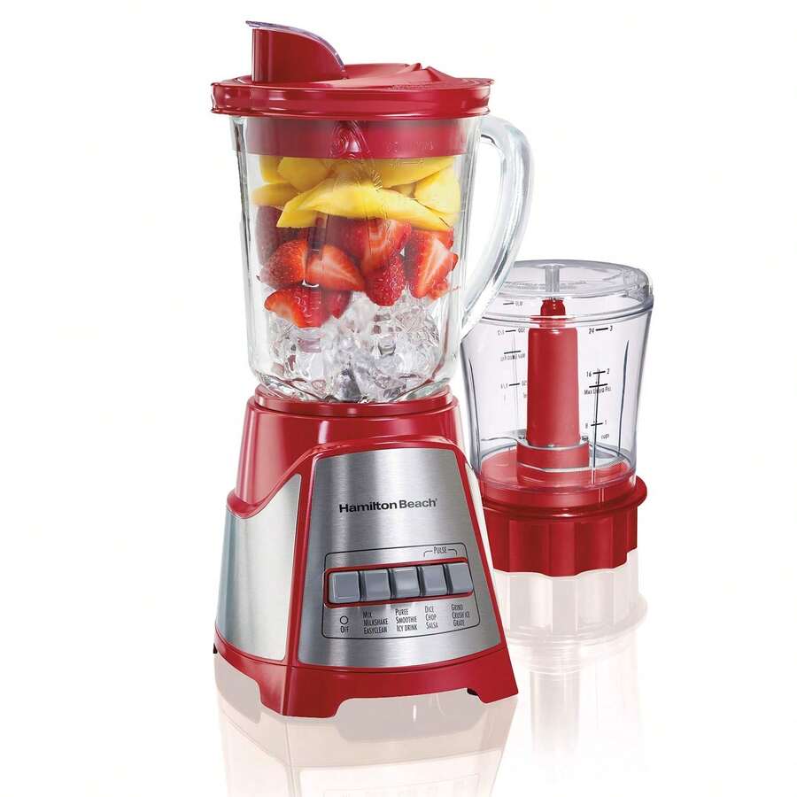 Hamilton Beach 58144 2-In-1 Blender And Food Chopper, 12 Functions, Red - US B Type Plug(110-127V) - View 1