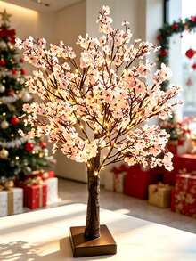 1PC 55CM LED Artificial Starry Tree Light, Pink Champagne Color, Super Bright Warm Light, 3 AA Batteries & USB Dual Power Supply, Desktop Floral Atmosphere Decorative Light - Warm white light - View 6