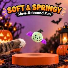 1pc Halloween Pet Bouncing Squeaky Ball, Bat Monster Shaped Dog Interactive Toy, Durable Chewing Chasing Boredom Relief Ball, Small Dog Training Play Supplies, Holiday Pet Gift - Cadet Blue - View 5