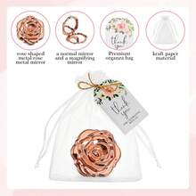 20/12/4/1pc Rose Makeup Mirror Wedding Party Favor, Includes Portable Mini Styling Mirror, Thank You Card, White Organza Bag And Hemp Rope, Suitable For Bride Favor Souvenir (Rope Not Included) - Multicolor - View 6