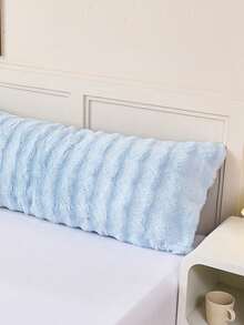 1pc Plain Color Warm Light Blue Faux Rabbit Fur Body Pillowcase Without Filler Plush Crystal Fleece Throw Pillow Cover Zipper Closure For Home, For Sofa, Living Room - Baby Blue - View 2