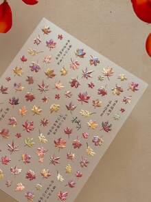 1片紅色楓葉美甲貼紙 5D軟浮雕楓葉圖案美甲裝飾 DIY自黏式美甲貼花 - 彩色 - 查看 6