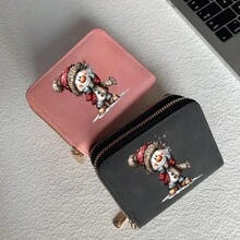 Snowman Print Card Holder Lightweight Fashionable Wallet Suitable For Daily Use For Women Double Zipper Mini Wallet Purse Wallet Card Wallet - Multicolor - View 5