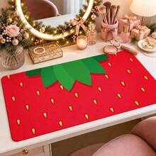 1pc Giant Strawberry Mouse Pad, Bold Red Fruit And Green Leaf Pattern Extended Desk Mat For Home Office And Gaming, Sizes S/M/L/XL - View 7