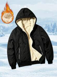 Women's Winter Fleece Lined Outdoor Casual Hooded Jacket, Multi-Functional Warm Coat, Suitable For Daily Wear, Home, Office, Shopping, Gathering - Black - View 8